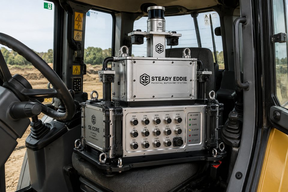 The dock base set into a dozer cab, from the engineering render